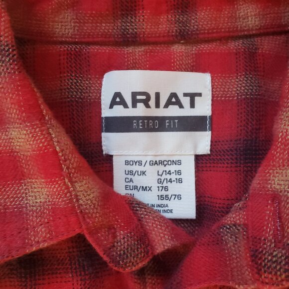 2 Boys Large (14-16) Ariat Snap Button Up Shirts Long Sleeve - Picture 7 of 7